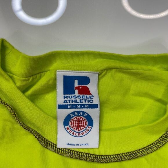Russell ASAP Worldwide T-shirt Men Medium Neon Short Sleeve - Picture 5 of 7